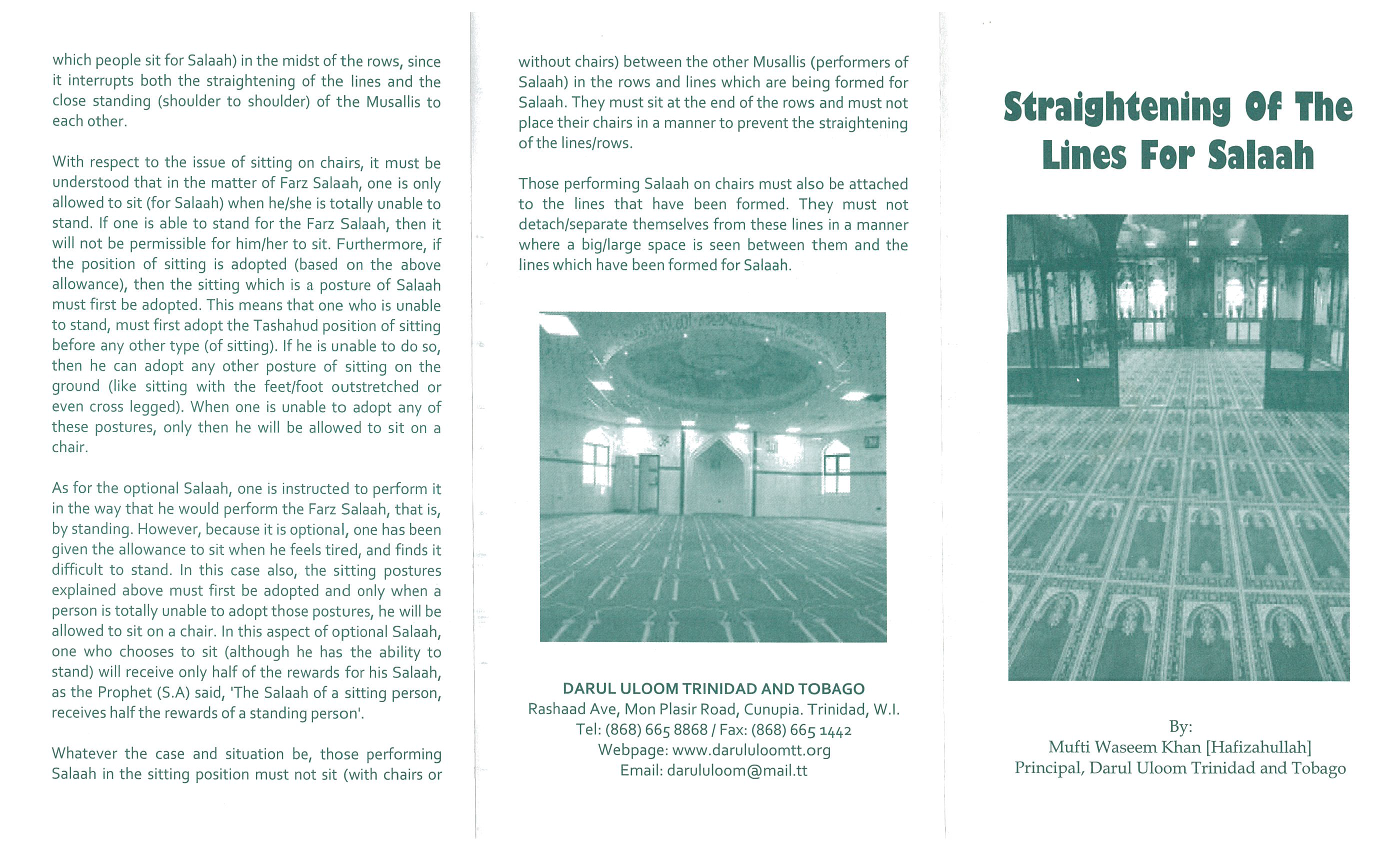 Straightening of the Lines For Salaah (pamphlet)